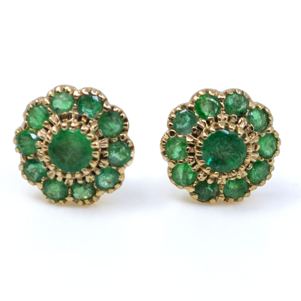 Emerald 14k Cluster Earrings 10046-6440 Image1