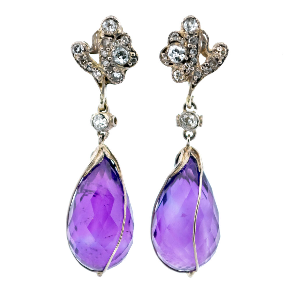 Amethyst Diamond 14k Drop Earrings 10135-7085 Image1