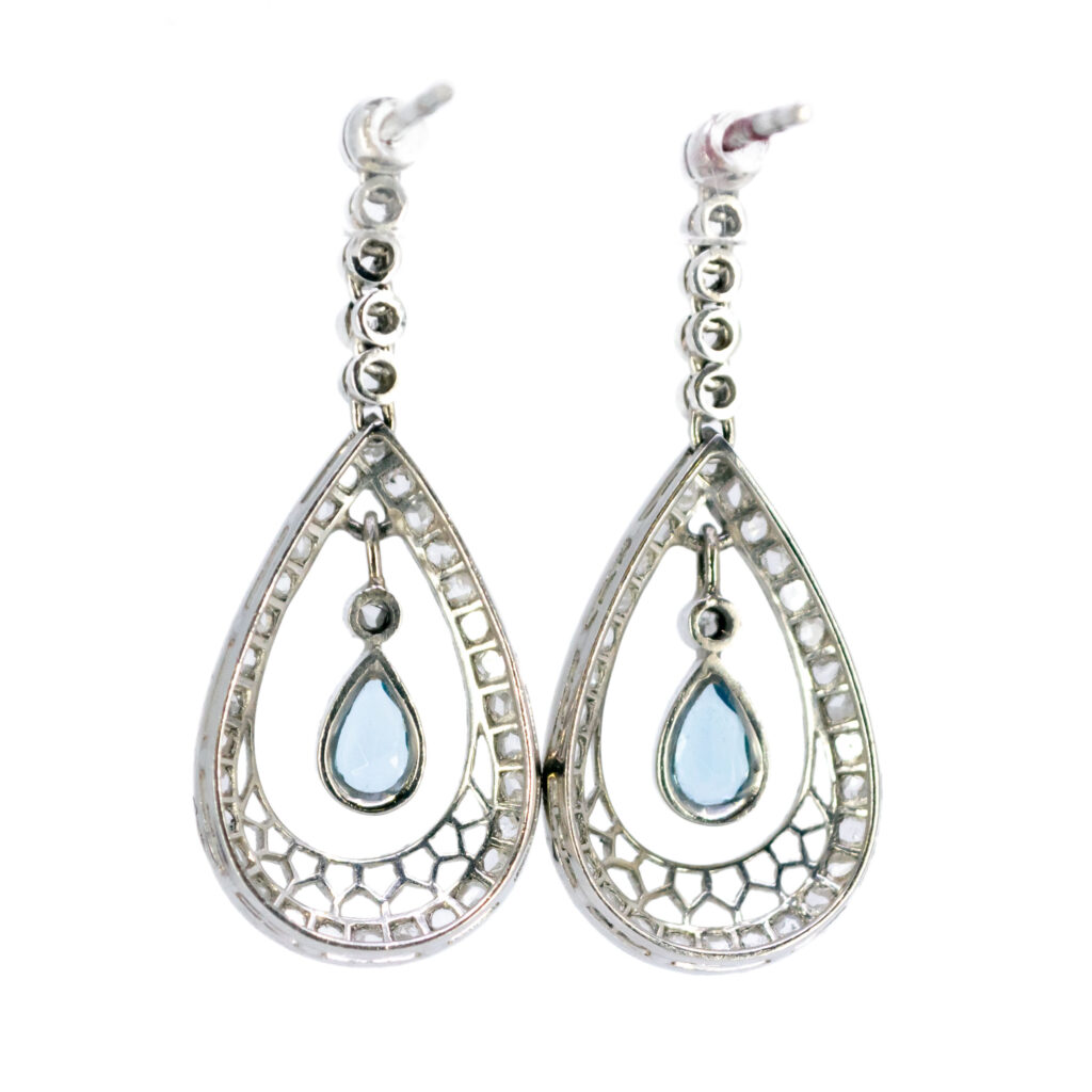 Aquamarine Diamond Platinum Drop Earrings 10234-2237 Image3