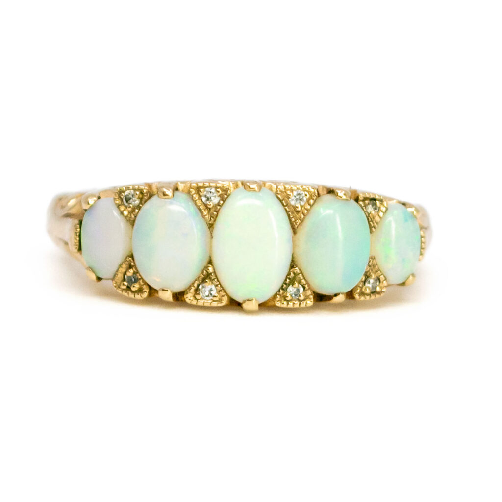 Opal Diamond 9k Row Ring 10409-6551 Immagine1