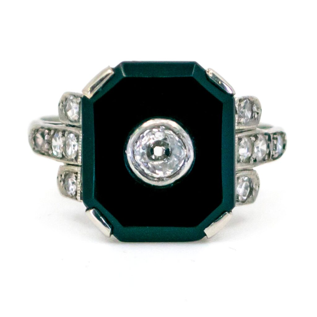 Diamond Onyx platina achthoekige ring 10492-6238 Afbeelding1