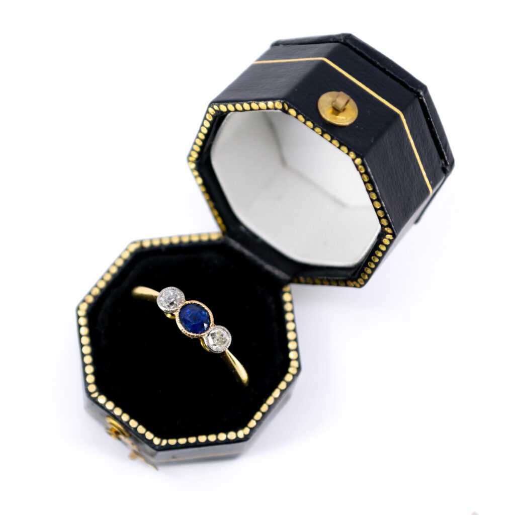 Diamond Sapphire 18k Trilogy Ring 10615-6244 Image5