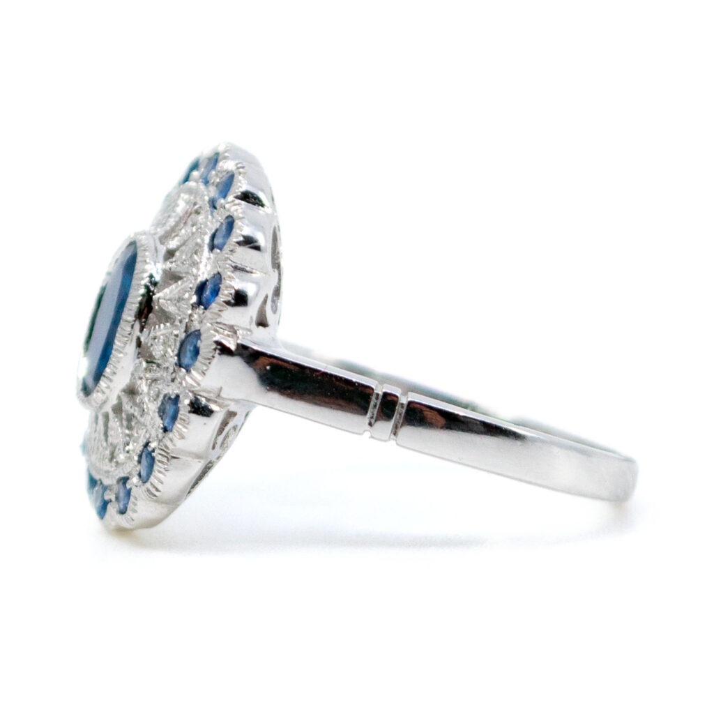 Diamond Sapphire 14k Halo Ring 10832-6775 Afbeelding3