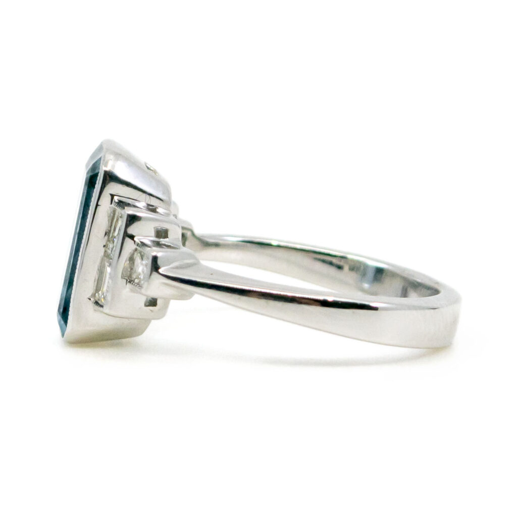 Aquamarijn diamanten 18k rechthoekige ring 10867-6790 Afbeelding3