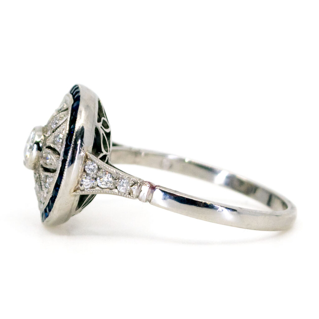 Diamond Sapphire Platinum Cluster Ring 10876-5008 Image3
