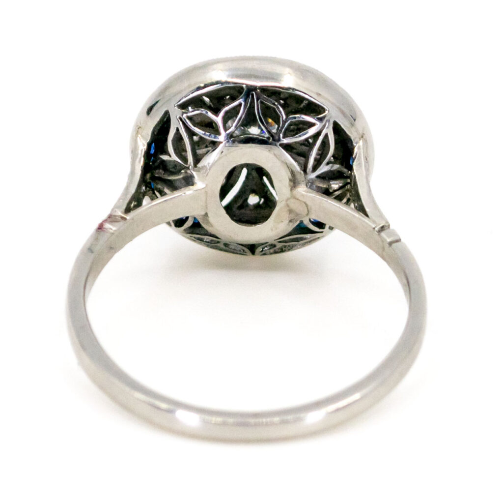 Diamond Sapphire Platinum Cluster Ring 10876-5008 Image4