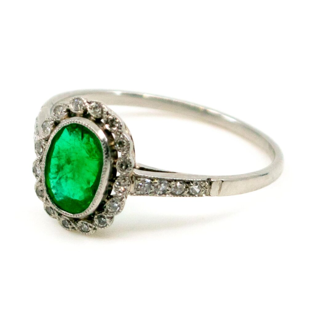 Diamond Emerald Platinum Cluster Ring 10880-5012 Image2