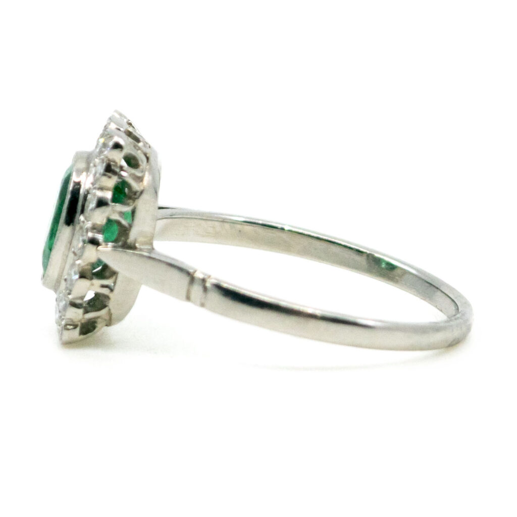 Diamant smaragd platina ovale ring 10881-5013 Afbeelding3