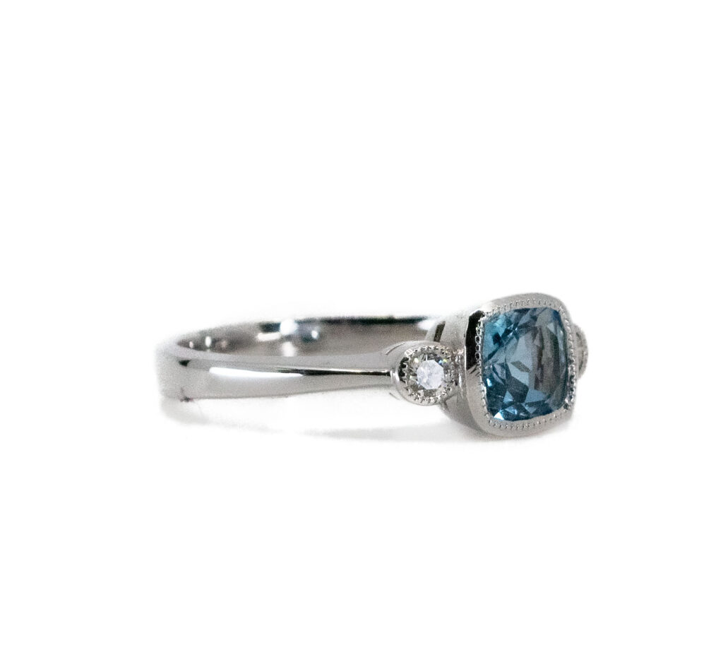 Aquamarine Diamond 14k Square-Shape Ring 11111-6929 Image2