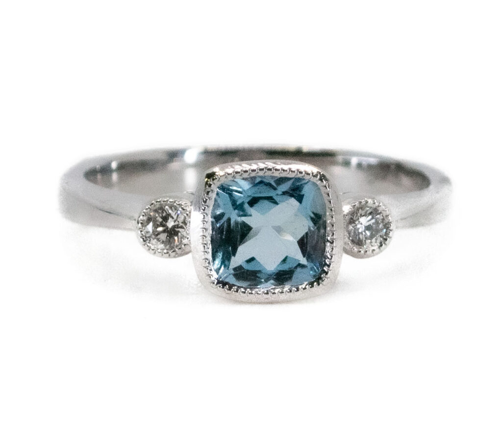 Aquamarine Diamond 14k Square-Shape Ring 11111-6929 Image1