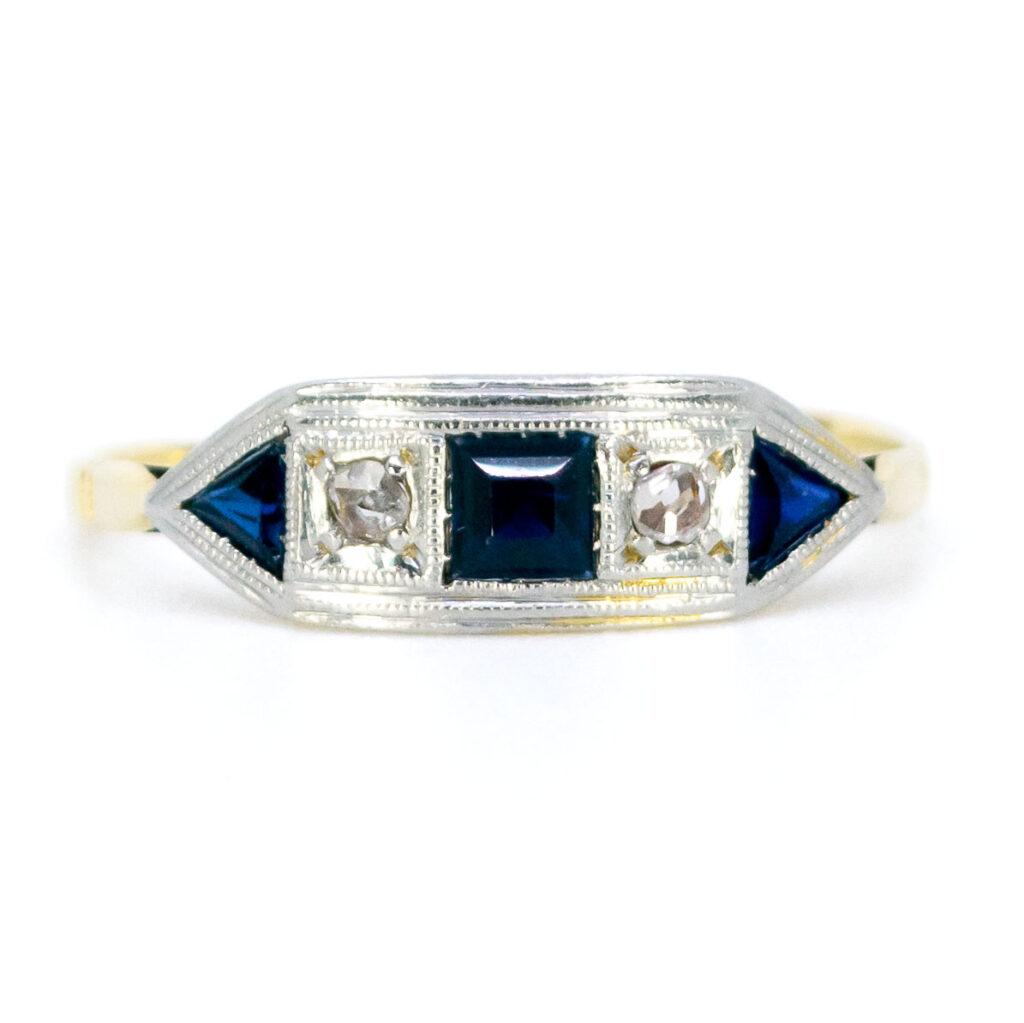 Diamond Sapphire 18k Deco Ring 11131-6262 Image1