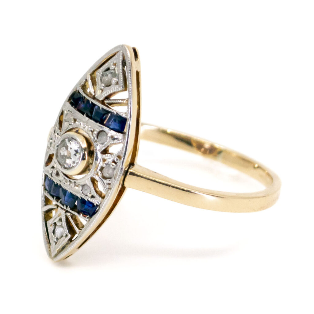 Diamant saffier 18k marquise-vorm ring 11218-2215 afbeelding2