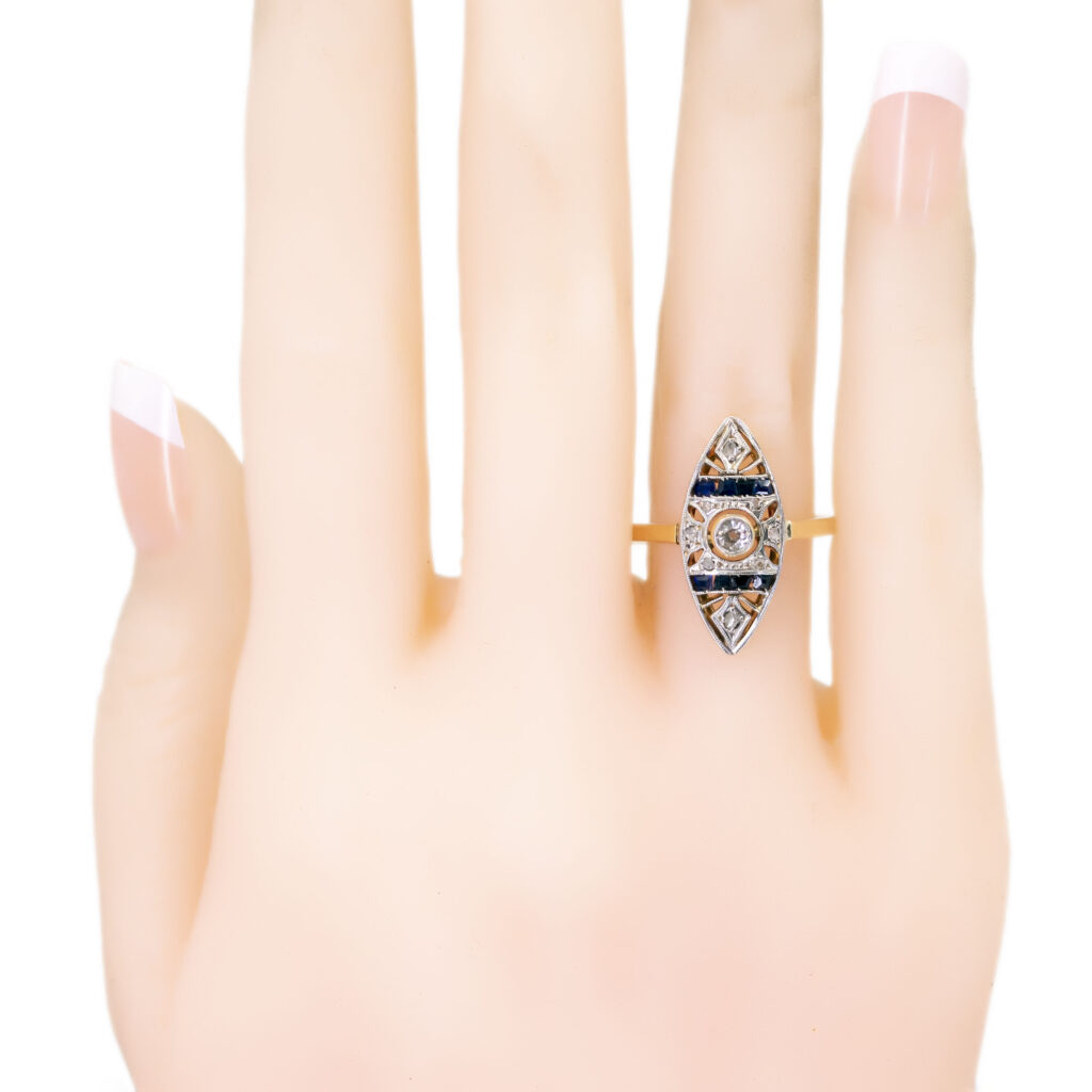 Diamant saffier 18k marquise-vorm ring 11218-2215 afbeelding4