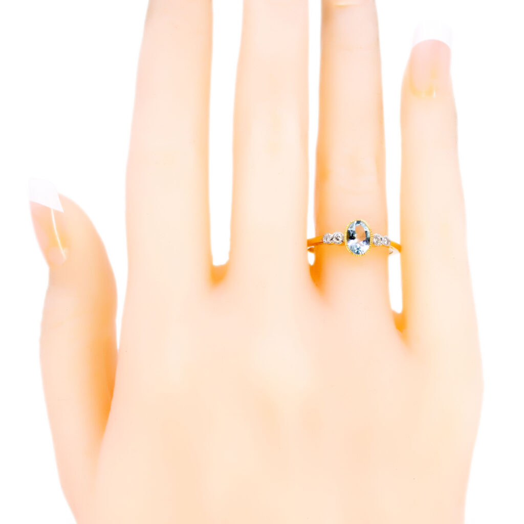 Aquamarine Diamond 14k Oval-Shape Ring 11368-0196 Image5