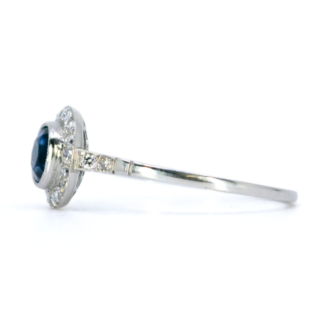 Anello Halo in platino con zaffiro e diamanti 11511-2296 Immagine3