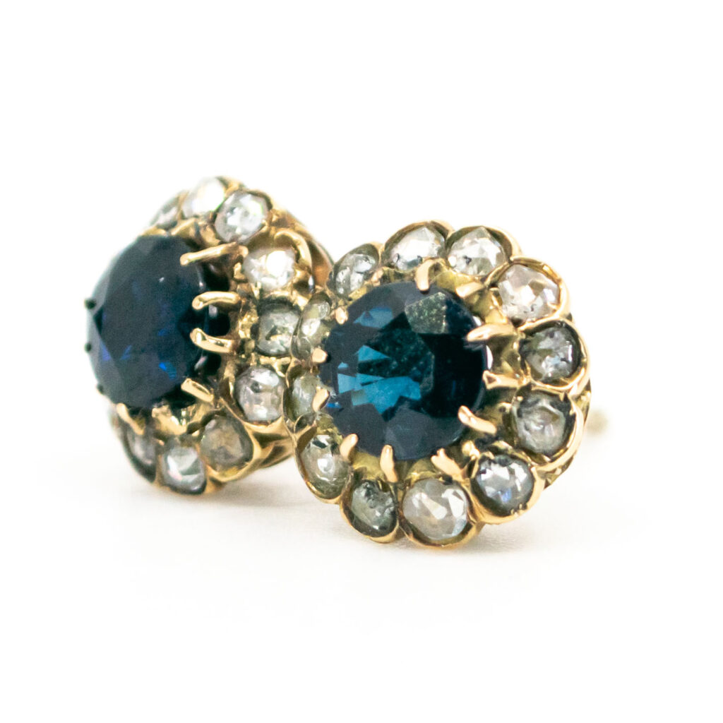 Sapphire Diamond 18k Antique Earrings 11520-2305 Image2