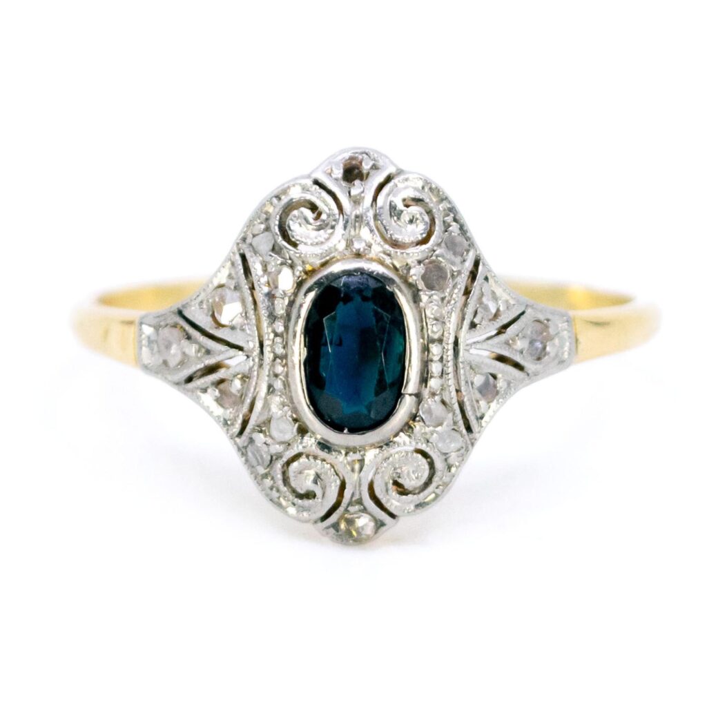 Diamond Sapphire 18k Deco Ring 11725-2212 Image1