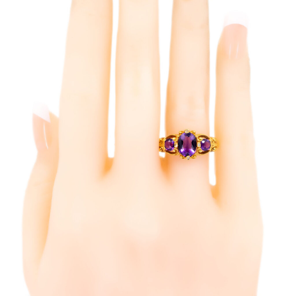Amethyst Diamond 18k Row Ring 11752-7201 Image5
