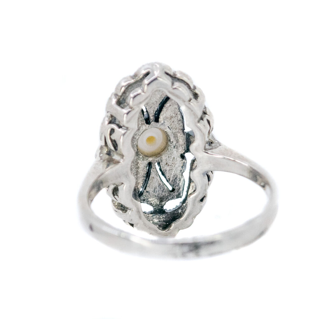 Marcasite (Pyrite) Pearl Silver Cluster Ring 12059-7988 Image4