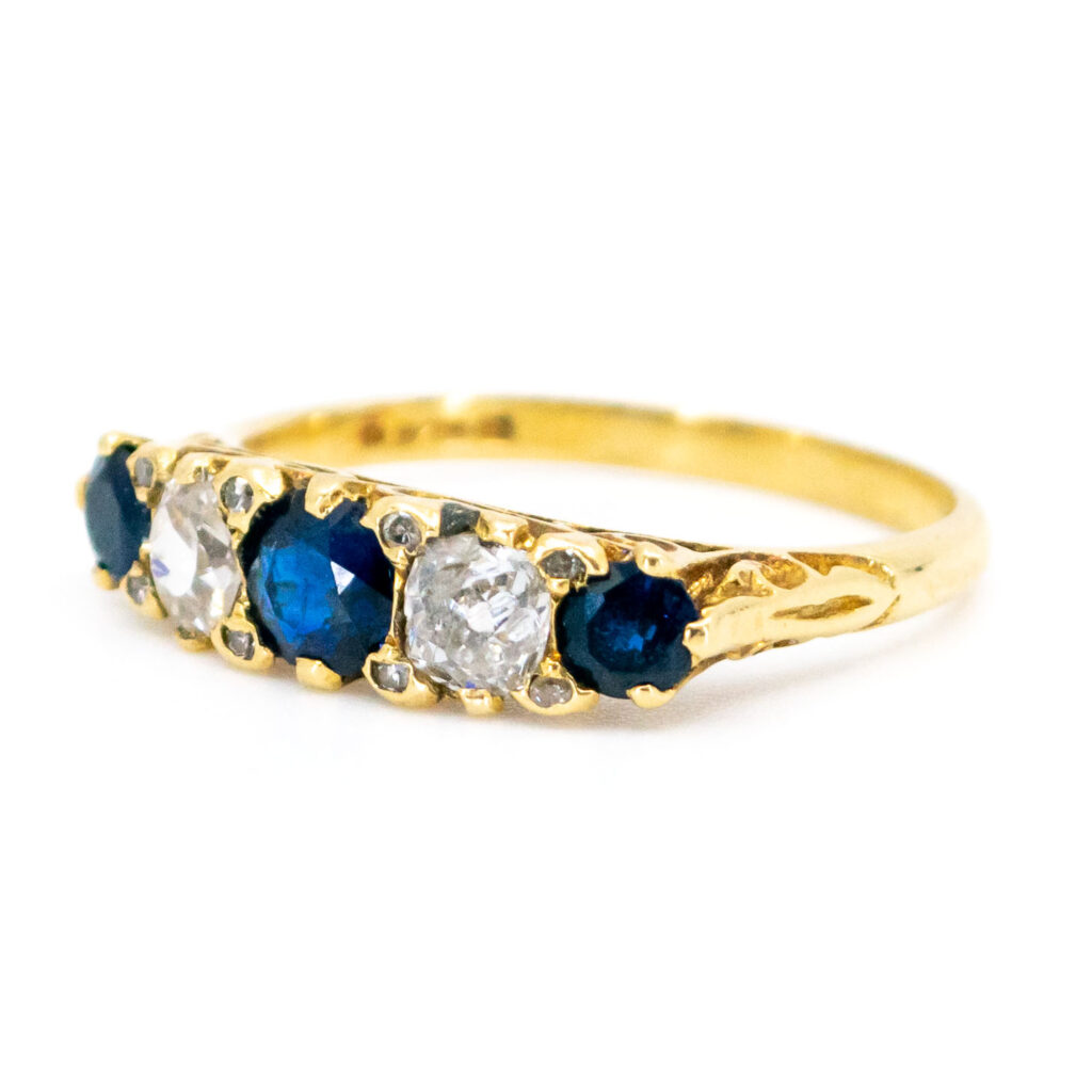 Anello con fila di diamanti con zaffiro 18 carati 12269-7400 Immagine2