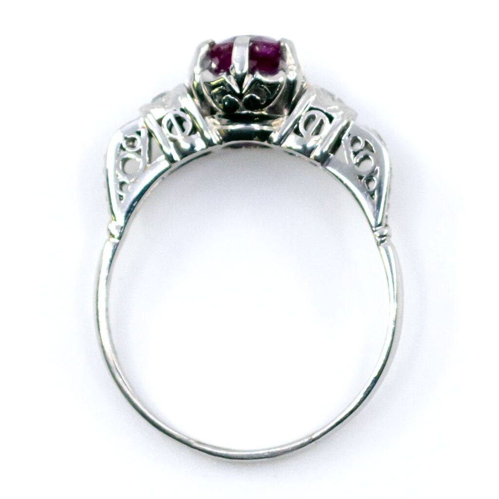 Anillo solitario de platino y rubí con diamante 12324-2326 Imagen 5