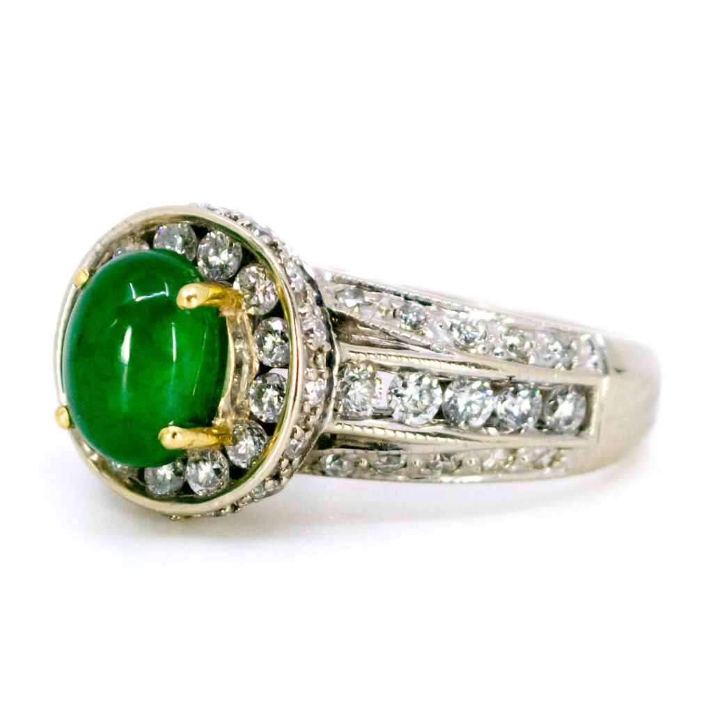 Anello con smeraldo e diamante 14k 12333-2335 Immagine2