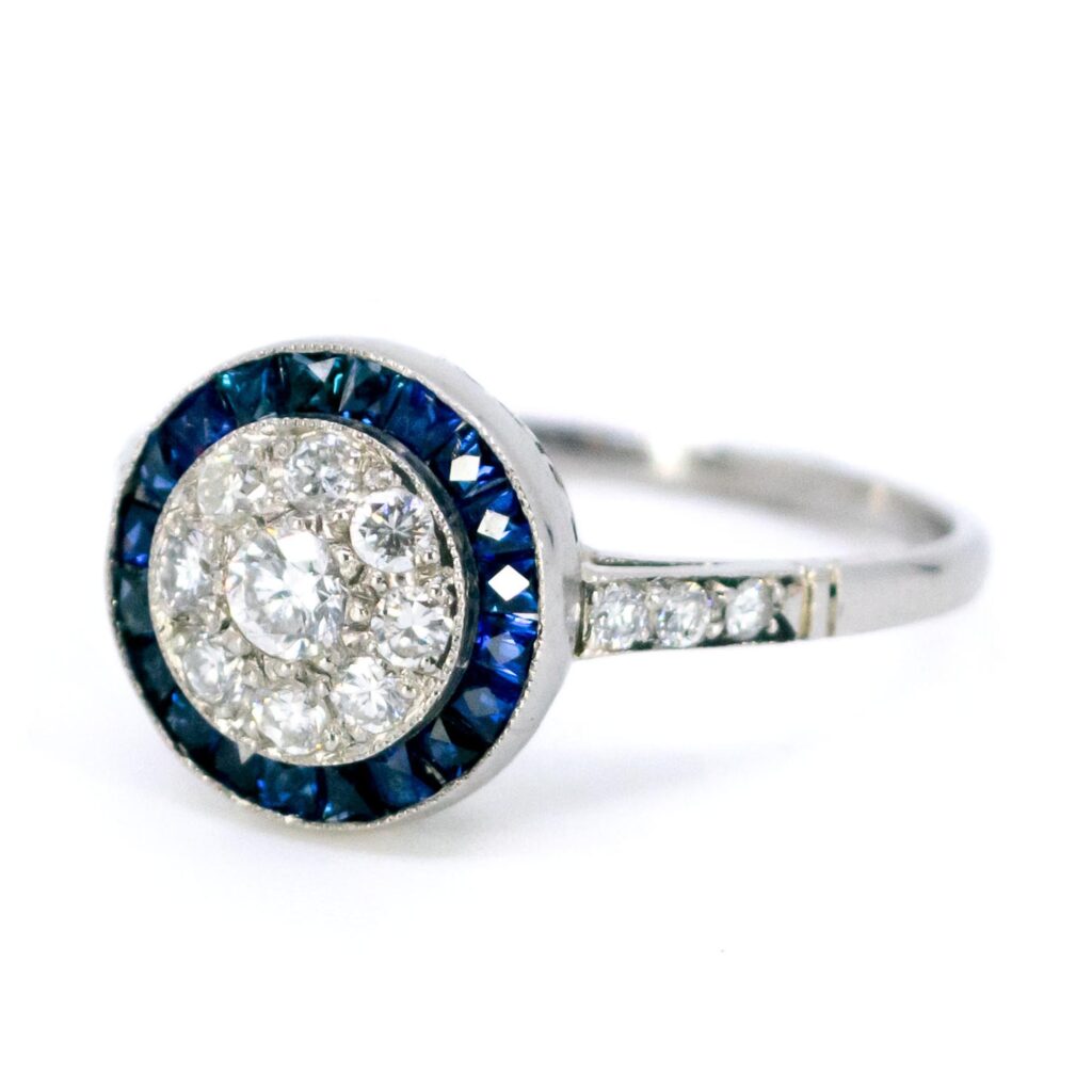 Diamond Sapphire Platinum Cluster Ring 12834-5045 Image2