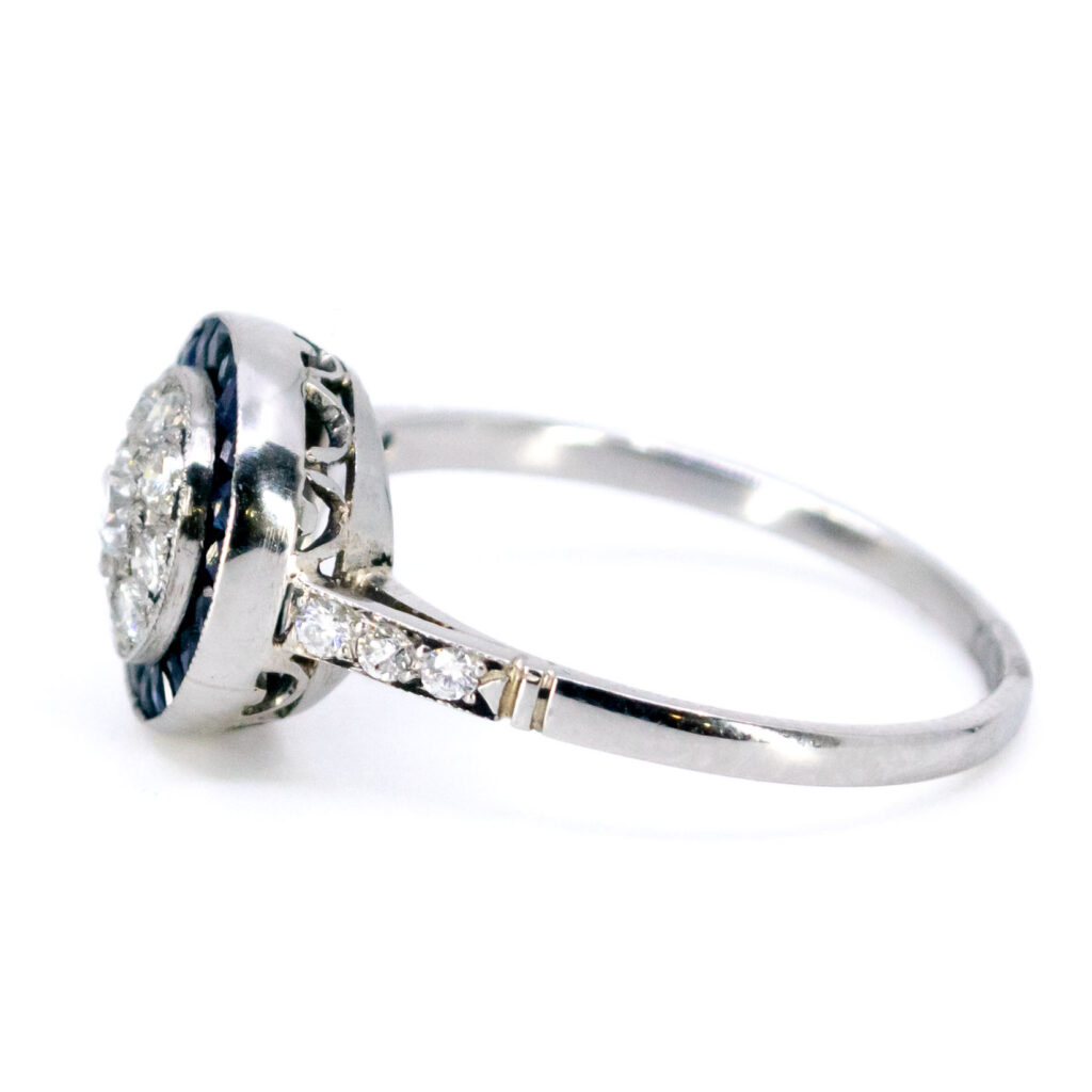 Anello a grappolo in platino con diamanti e zaffiri 12834-5045 Image3