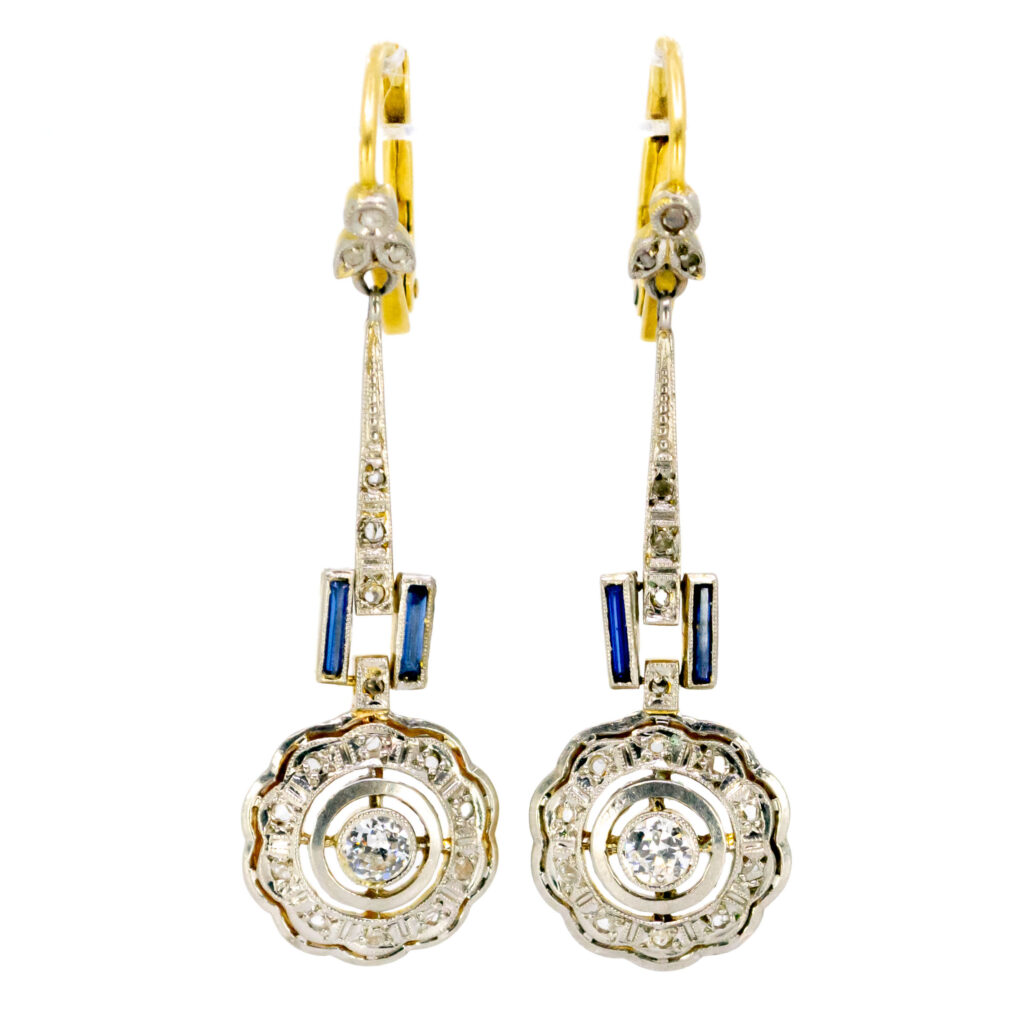 Diamond Sapphire 18k Drop Earrings 12846-2378 Image1