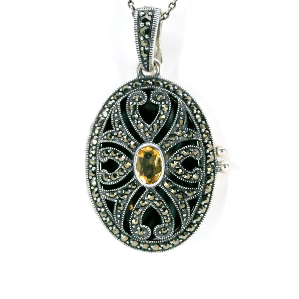 Medaglione di forma ovale in argento citrino marcasite (pirite) 13029-1101 Image3