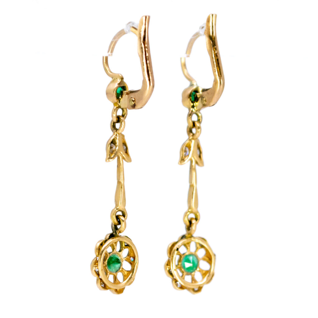 Diamond Emerald 18k Drop Earrings 13194-5066 Image3
