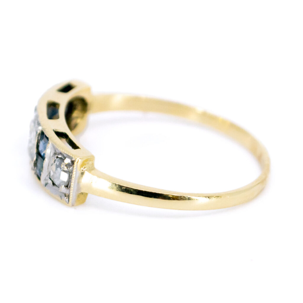 Anello con fila di diamanti e zaffiro 14 carati 13197-5071 Immagine3