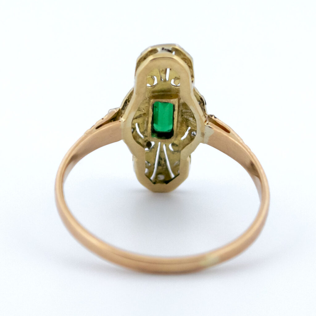 Anello Belle-Époque con smeraldo 14 carati e diamanti 13208-5079 Image4