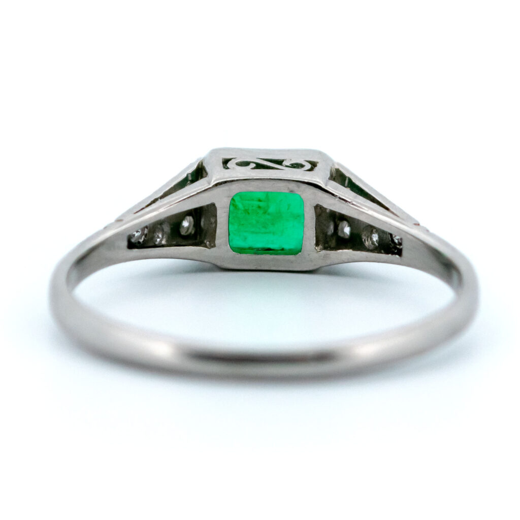 Emerald Diamond Platinum East-West Ring 13263-5089 Image5