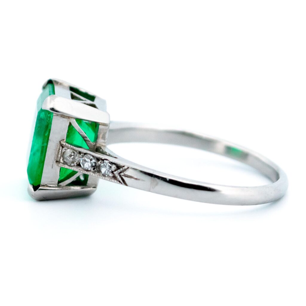 Smaragd diamanten platina ring 13311-5091 Afbeelding4
