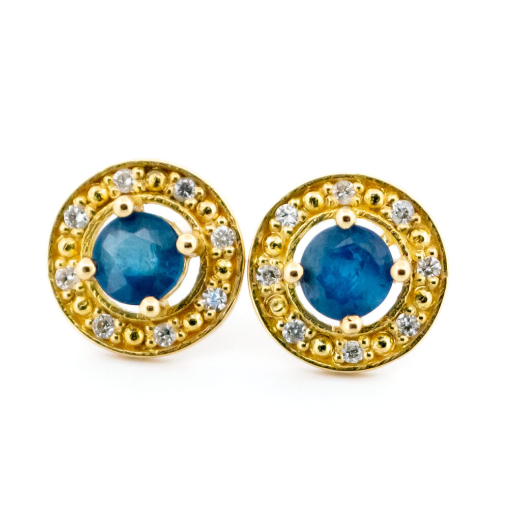 Sapphire Diamond 18k Stud Earrings 13344-8139 Image1