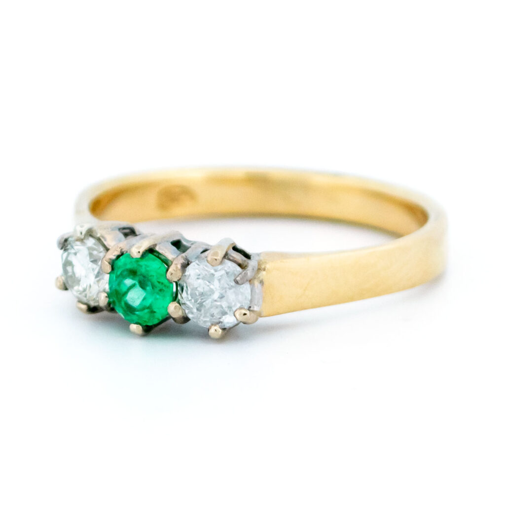 Diamanten smaragd 18k trilogiering 13530-8171 Afbeelding4