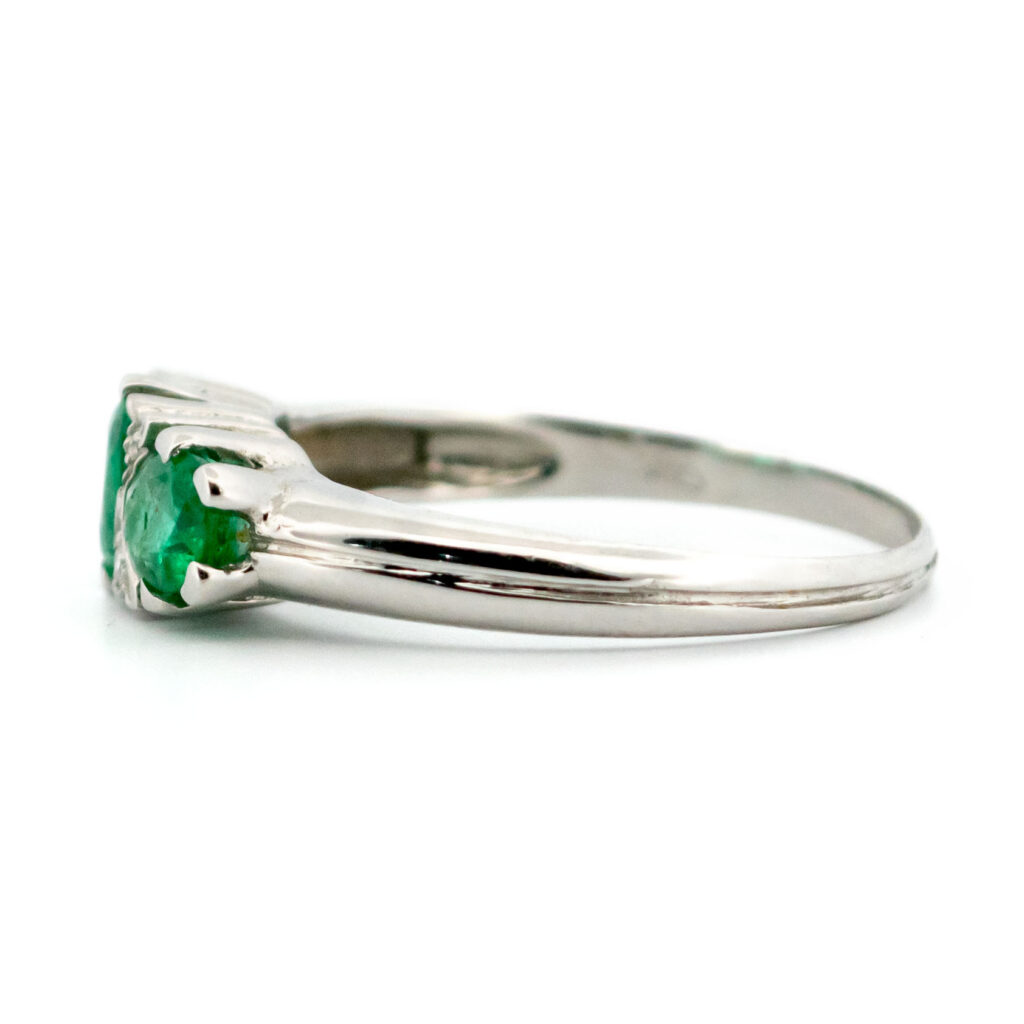 Diamond Emerald 14k Trilogy Ring 13547-8176 Image4