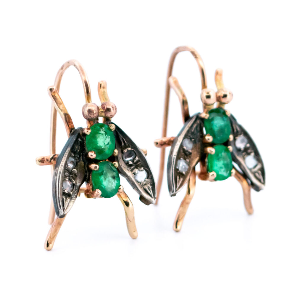 Diamond Emerald 9k Insect Earrings 13550-8179 Image2