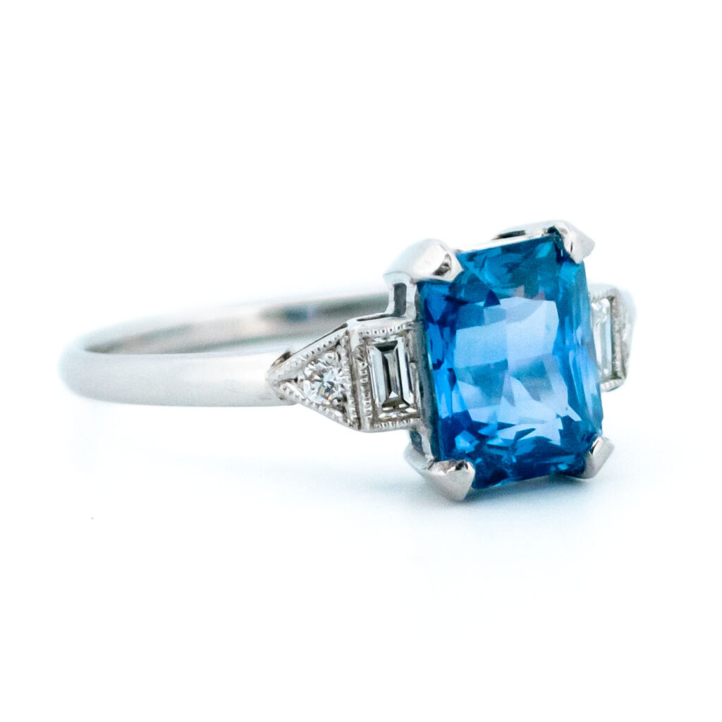 Diamond Sapphire platina rechthoekige ring 13583-5096 Image2