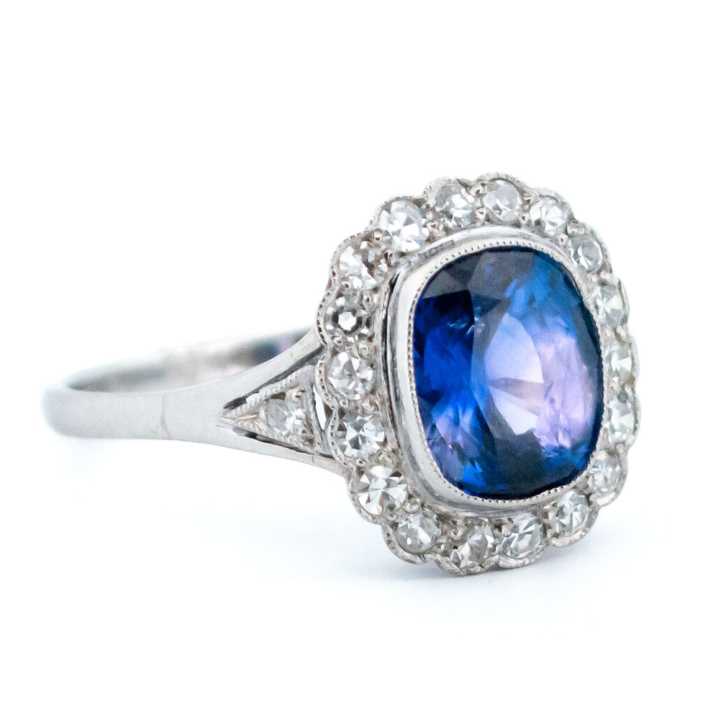 Diamond Sapphire Platinum Cluster Ring 13586-5095 Image2
