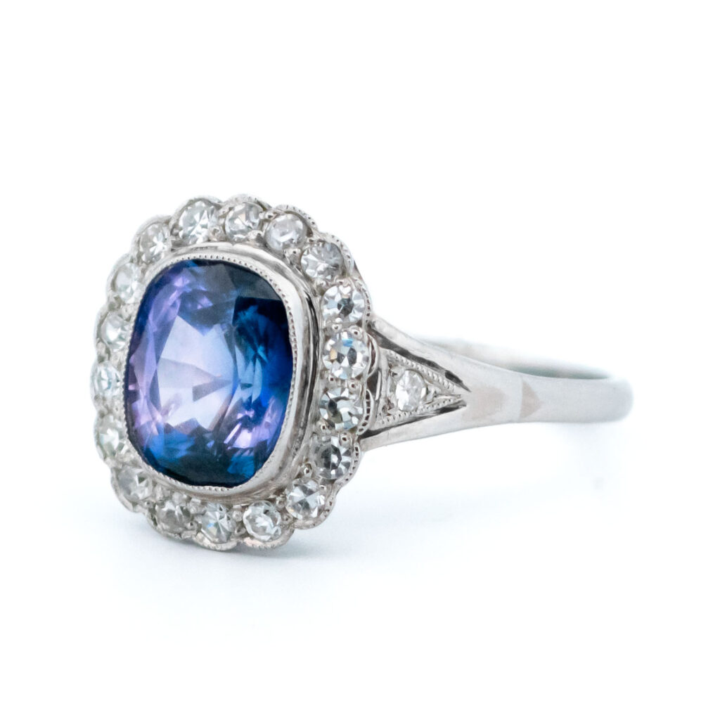 Diamond Sapphire Platinum Cluster Ring 13586-5095 Image3