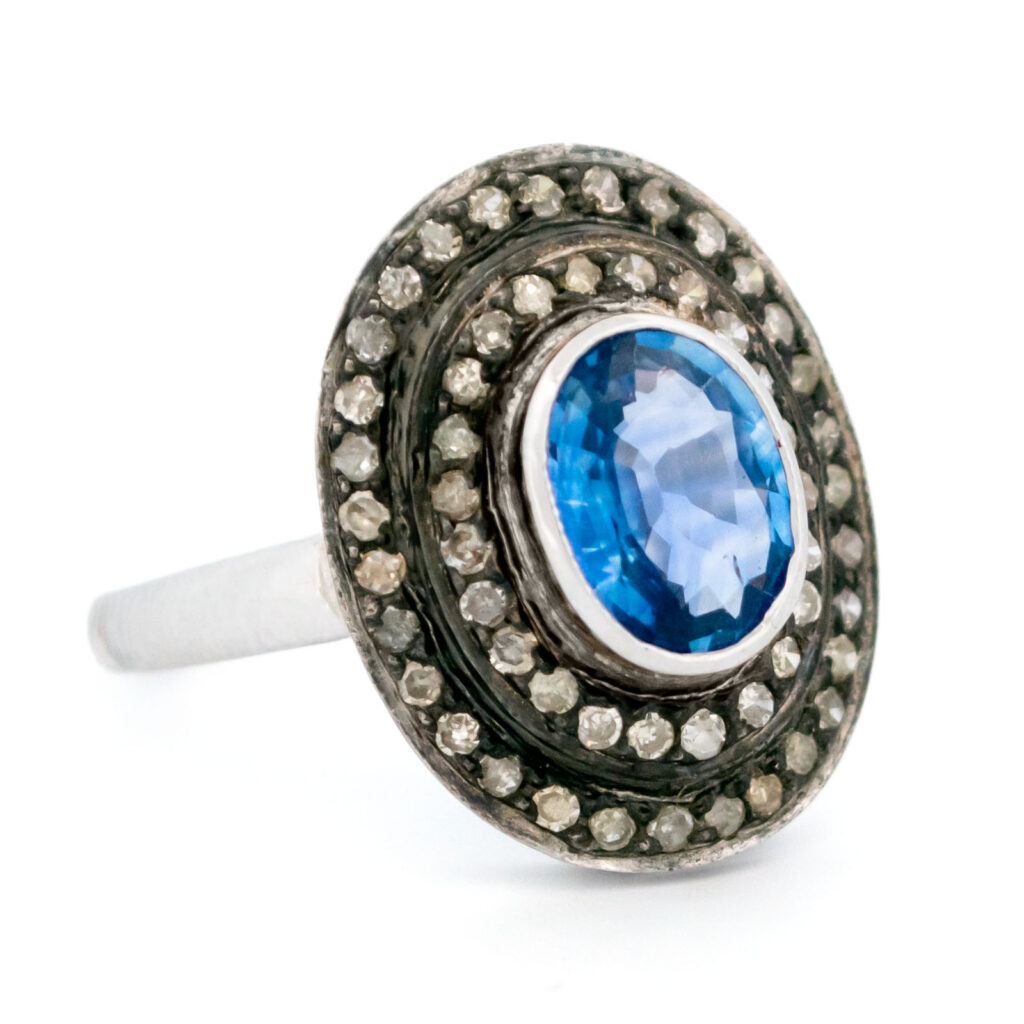 Sapphire Diamond 14k Halo Ring 13705-8209 Image3