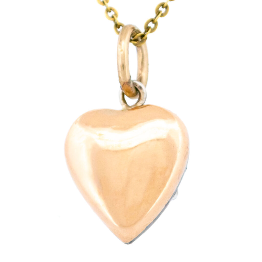 Ciondolo a forma di cuore in argento 14k con perla diamantata 13723-6617 Immagine4