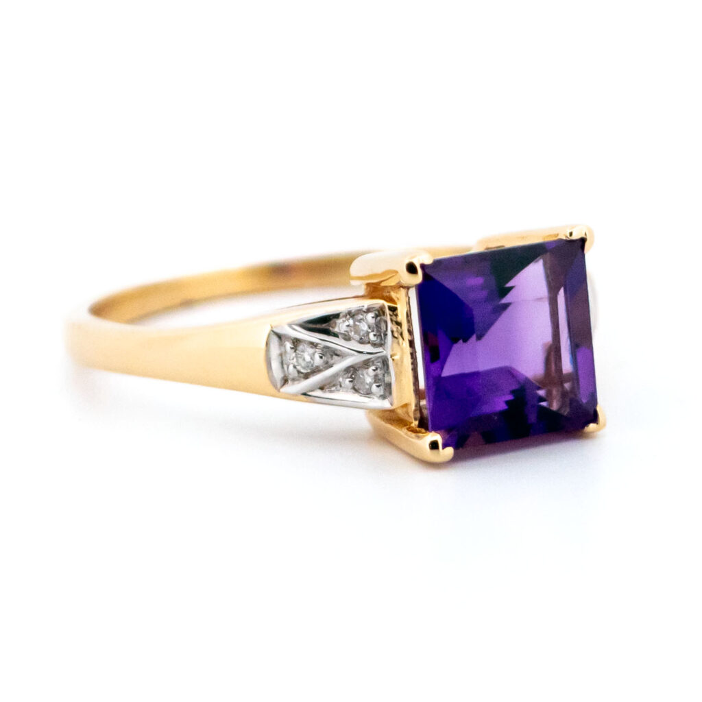Amethyst Diamond 14k Rectangle-Shape Ring 13768-0246 Image3
