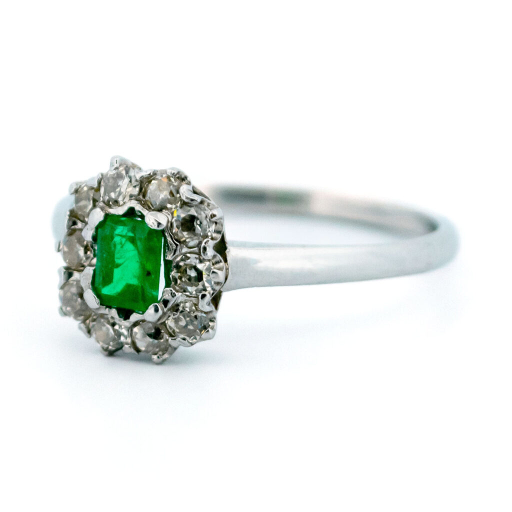 Diamond Emerald Platinum Cluster Ring 13812-5106 Image4