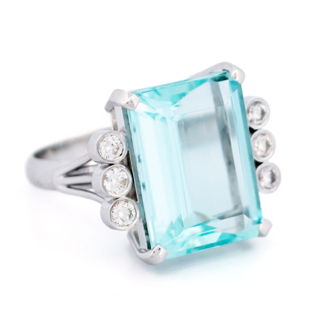 Aquamarine Diamond 14k Retro Ring 14252-2418 Image3