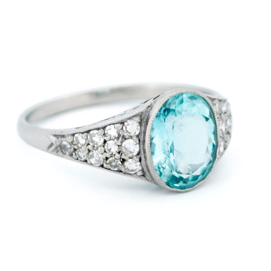 Aquamarine Diamond Platinum Ring 14268-5112 Image3