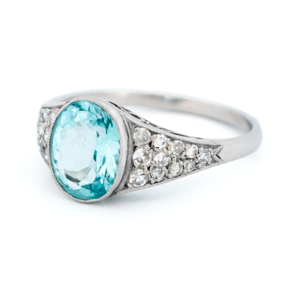 Aquamarine Diamond Platinum Ring 14268-5112 Image4