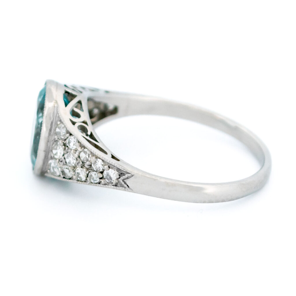 Aquamarijn diamanten platina ring 14268-5112 Afbeelding5